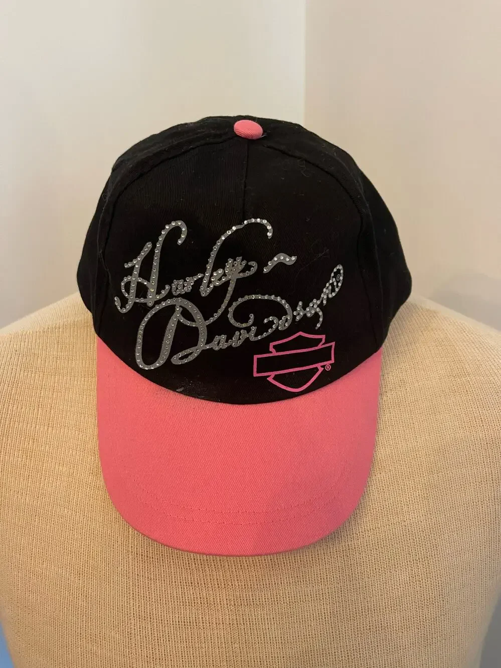Harley Davidson Pink & Black Girls Hat Size 4-14